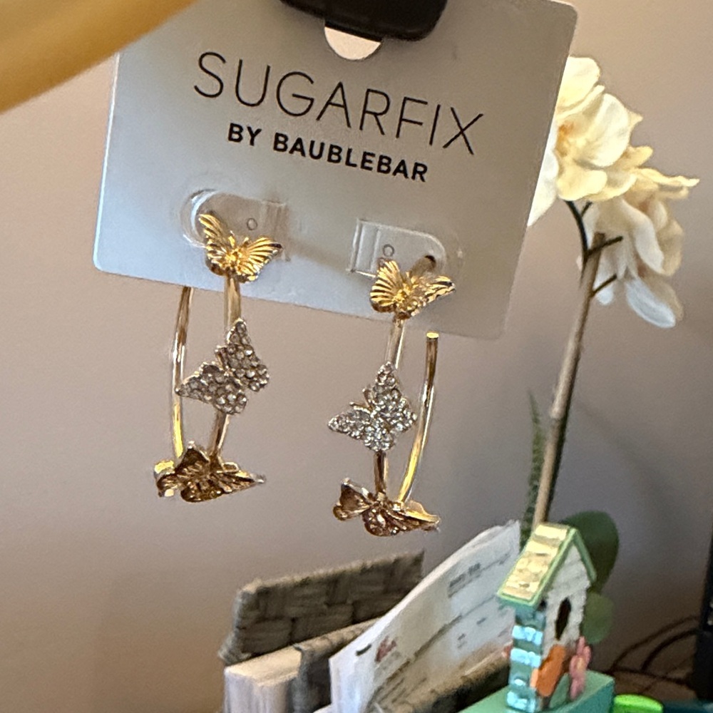 Baublebar butterfly hoop earrings